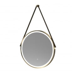 Nuie Salana Round LED Bathroom Mirror with Touch Sensor 600mm Diameter - Brushed Brass