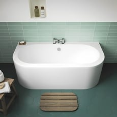 Nuie Shingle Double Ended Back to Wall Bath with Panel 1700mm x 750mm - White (inc Leg Set)