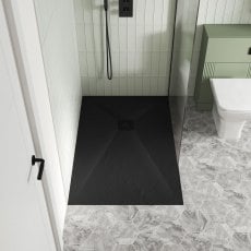 Nuie Slimline Black Slate Effect 32mm Rectangular Shower Tray