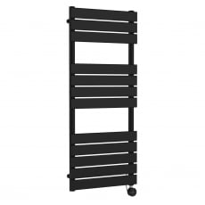 Nuie Flat Panel Electric Towel Rail 1213mm H x 500mm W - Matt Black