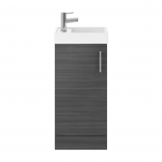 Nuie Vault Floor Standing 1-Door Vanity Unit with Basin 400mm Wide - Anthracite Woodgrain