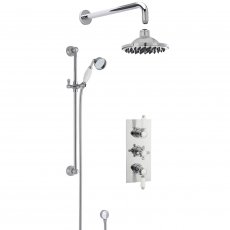 Nuie Victorian Square Triple Thermostatic Concealed Complete Mixer Shower - Chrome