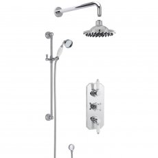 Nuie Victorian Curved Triple Thermostatic Concealed Complete Mixer Shower - Chrome