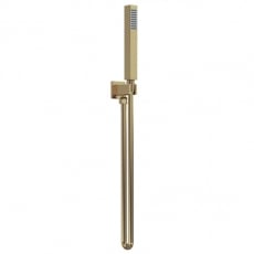 Nuie Windon Square Pencil Shower Handset with Hose and Bracket - Brushed Brass