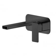 Nuie Windon 2-Hole Wall Mounted Basin Mixer Tap with Plate - Matt Black