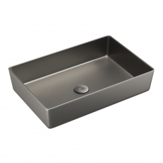 Orbit Core Rectangular Countertop Basin 520mm Wide 0 Tap Hole - Gunmetal