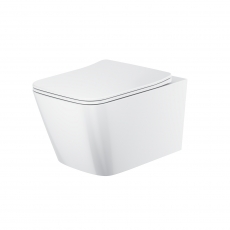 Orbit Riviera Square Rimless Wall Hung Toilet Pan with Soft Close Seat - Gloss White