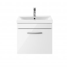 Nuie Athena Wall Hung 1-Drawer Vanity Unit with Basin-3 500mm Wide - Gloss White