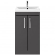 Nuie Athena Floor Standing 2-Door Vanity Unit with Basin-1 500mm Wide - Gloss Grey