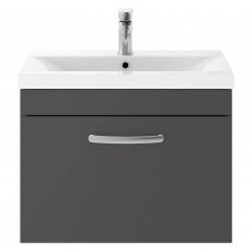 Nuie Athena Wall Hung 1-Drawer Vanity Unit with Basin-1 600mm Wide - Gloss Grey