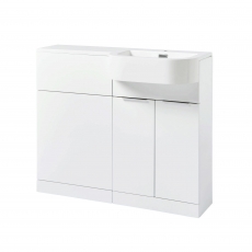 Prestige Fusion Right Handed 2 Door Combination Unit with P Shape Basin 1010mm Wide - White