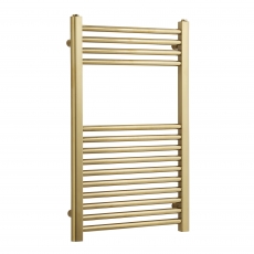 MaxHeat K-Rail Straight Heated Towel Rail 800mm H x 500mm W - Brushed Brass