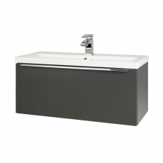 Prestige Kore Wall Mounted 1-Drawer Vanity Unit with Basin 800mm Wide - Matt Dark Grey