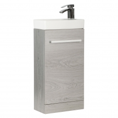 Prestige Purity Floor Standing Cloakroom Vanity Unit with Basin 400mm Wide - Silver Oak