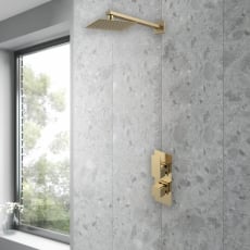 Purity Edge Brushed Brass Dual Concealed Shower Set with Fixed Head