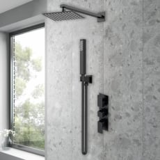 Purity Edge Black Triple Concealed Shower Set with Fixed Head and Handset