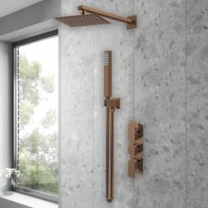 Purity Edge Brushed Bronze Triple Concealed Shower Set with Fixed Head and Handset