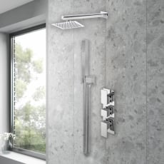 Purity Edge Chrome Triple Concealed Shower Set with Fixed Head and Handset