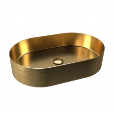 RAK Ingot Oval Countertop Wash Basin 350mm Wide - Brushed Gold