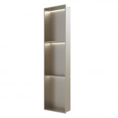 RAK Ingot Rectangular Recessed Niche 1200mm H x 300mm W with LED - Brushed Nickel