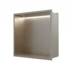 RAK Ingot Square Recessed Niche 300mm H x 300mm W with LED - Brushed Nickel