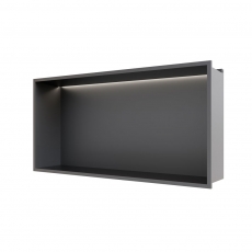 RAK Ingot Rectangular Recessed Niche 300mm H x 600mm W with LED - Matt Black