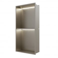 RAK Ingot Rectangular Recessed Niche 600mm H x 300mm W with LED - Brushed Nickel