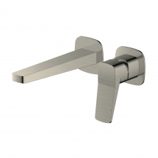 RAK Petit Square Wall Mounted Basin Mixer Tap - Brushed Nickel