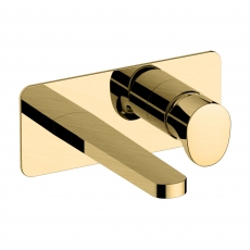 RAK Positano Wall Mounted Basin Mixer Tap with Back Plate - Brushed Gold