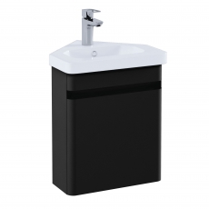 RAK Resort Wall Hung Corner Vanity Unit with Basin 450mm Wide - Matt Black