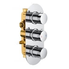RAK Thermostatic Round 2 Outlet Concealed Shower Valve Triple Handle - Chrome