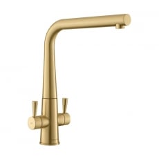 Rangemaster Conical Dual Lever Kitchen Sink Mixer Tap - Brushed Brass