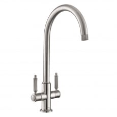 Rangemaster Hemlock Dual Lever Kitchen Sink Mixer Tap - Brushed Nickel