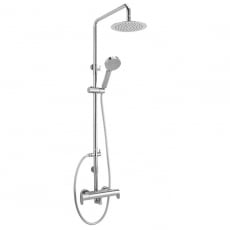 Sagittarius Ancona Thermostatic Bar Mixer Shower Valve with Riser Kit and Fixed Head - Chrome