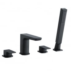 Sagittarius Ravenna 4-Hole Bath Shower Mixer Tap with Shower Handset Deck Mounted - Matt Black