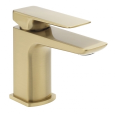 Sagittarius Ravenna Mini Mono Basin Mixer Tap with with Sprung Waste - Brushed Brass