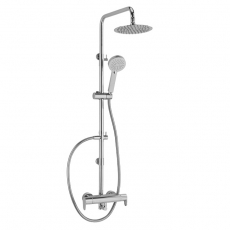 Sagittarius Zeel Thermostatic Bar Mixer Shower Valve with Riser Kit and Fixed Head - Chrome