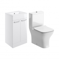 Signature Aalborg Bathroom Suite with Floor Standing Vanity Unit 510mm Wide - Gloss White