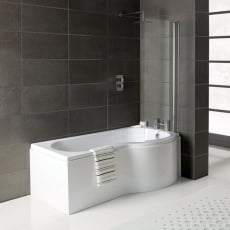 Signature Breeze P-Shaped Shower Bath with Front Panel and Screen 1700mm x 700mm/850mm - Right Handed (inc Leg Set)