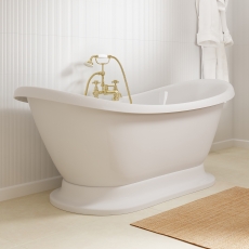 Signature Empress Freestanding Roll Top Bath with Base 1760mm x 700mm 2 Tap Hole