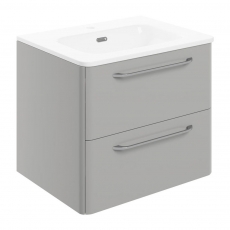 Signature Kalmar Wall Hung 2-Drawer Vanity Unit with Basin 610mm Wide - Grey Gloss