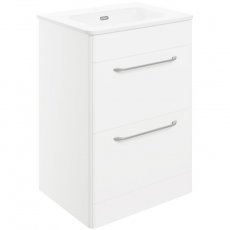 Signature Kalmar Floor Standing 2-Drawer Vanity Unit with Basin 610mm Wide - White Gloss