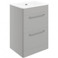 Signature Kalmar Floor Standing 2-Drawer Vanity Unit with Basin 610mm Wide - Grey Gloss