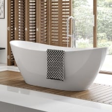 Signature Memento White Double Ended Freestanding Bath with Integrated Waste 1700mm x 780mm