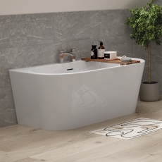 Signature Pinnacle D-Shaped Back to Wall Freestanding Bath with Integrated Waste 1500mm x 750mm