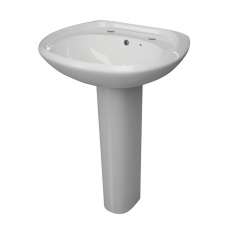 Signature QuikPak Basin and Full Pedestal 573mm Wide - 2 Tap Hole