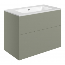 Signature Umea Wall Hung 2-Drawer Vanity Unit with Basin 815mm Wide - Matt Olive Green