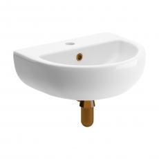 Signature Zeus Wall Hung Cloakroom Basin and Brushed Bronze Bottle Trap 450mm Wide - 1 Tap Hole