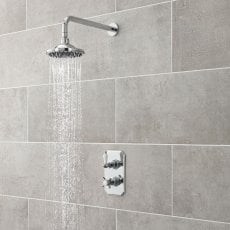 Nuie Edwardian Twin Square Thermostatic Concealed Shower Valve with Fixed Head and Arm - Chrome