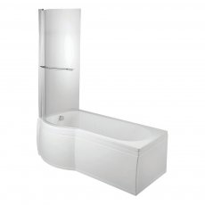 Verona Tungstenite P-Shaped Shower Bath with Panel Curved Screen 1700mm x 700/800mm Left Handed - Acrylic